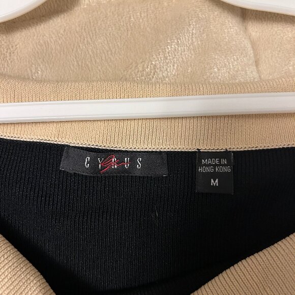 Cyrus Black and Beige Sleeveless  NWT Stretch Droop Neckline Top - Picture 7 of 7